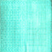 Square Machine Washable Abstract Turquoise Contemporary Area Rugs, wshcon1305turq