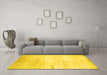 Machine Washable Abstract Yellow Contemporary Rug in a Living Room, wshcon1305yw