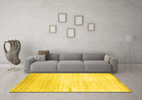 Machine Washable Abstract Yellow Contemporary Rug, wshcon1305yw