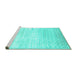 Sideview of Machine Washable Abstract Turquoise Contemporary Area Rugs, wshcon1305turq