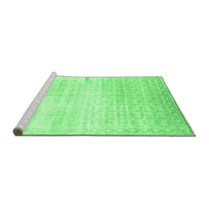 Sideview of Machine Washable Abstract Emerald Green Contemporary Area Rugs, wshcon1305emgrn