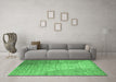 Machine Washable Abstract Emerald Green Contemporary Area Rugs in a Living Room,, wshcon1306emgrn