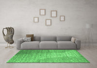 Machine Washable Abstract Emerald Green Contemporary Rug, wshcon1306emgrn