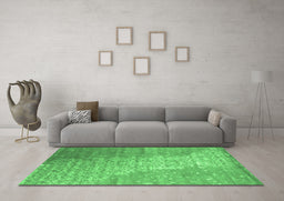 Machine Washable Abstract Emerald Green Contemporary Area Rugs in a Living Room,, wshcon1306emgrn