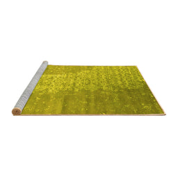 Sideview of Machine Washable Abstract Yellow Contemporary Rug, wshcon1306yw
