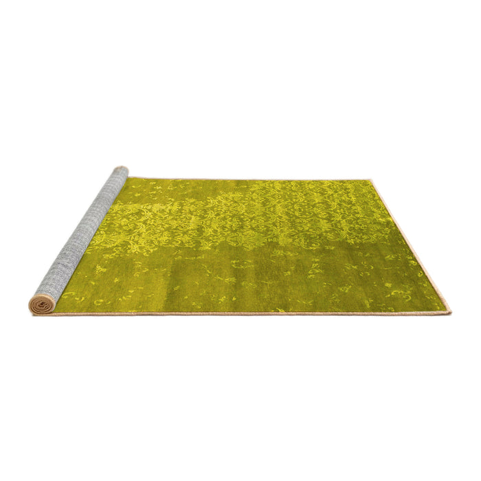 Sideview of Machine Washable Abstract Yellow Contemporary Rug, wshcon1306yw