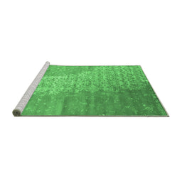 Sideview of Machine Washable Abstract Emerald Green Contemporary Area Rugs, wshcon1306emgrn