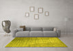 Machine Washable Abstract Yellow Contemporary Rug in a Living Room, wshcon1306yw