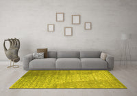 Machine Washable Abstract Yellow Contemporary Rug, wshcon1306yw