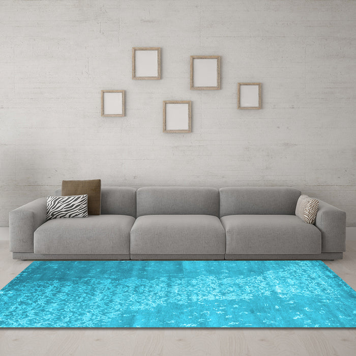 Machine Washable Abstract Light Blue Contemporary Rug in a Living Room, wshcon1306lblu