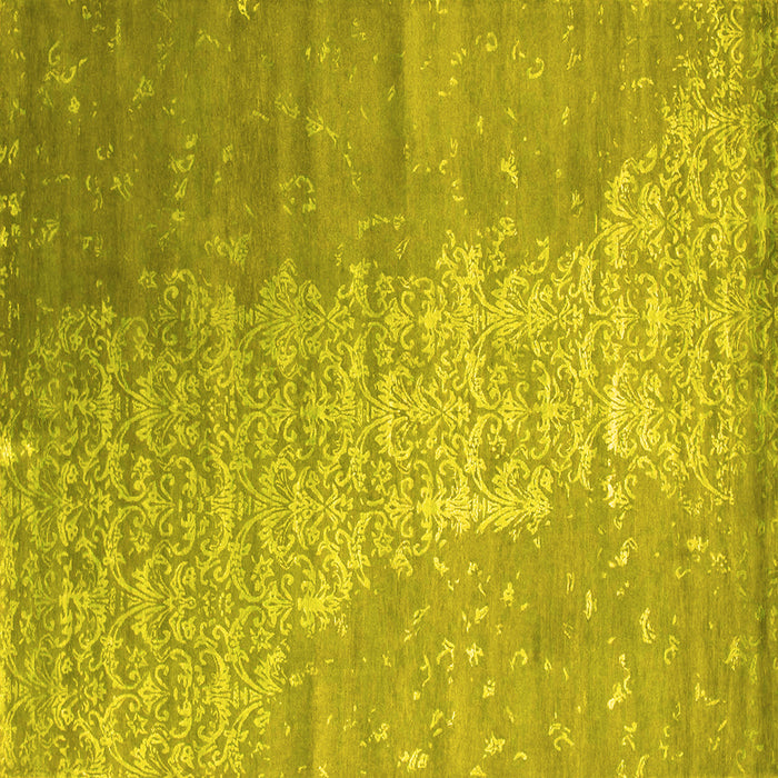 Square Machine Washable Abstract Yellow Contemporary Rug, wshcon1306yw
