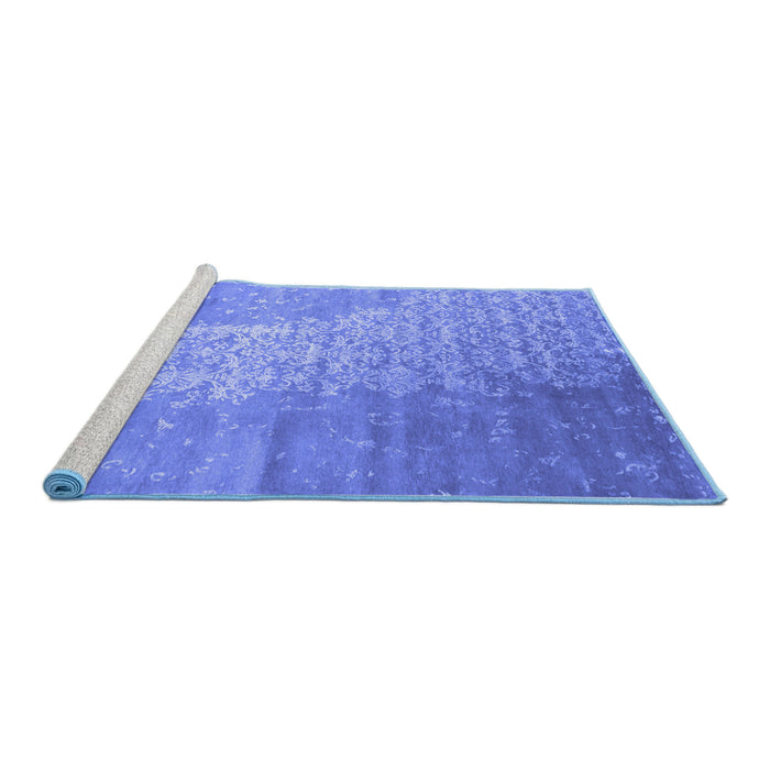 Sideview of Machine Washable Abstract Blue Contemporary Rug, wshcon1306blu