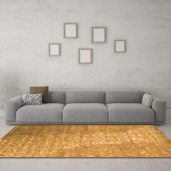 Machine Washable Abstract Orange Contemporary Area Rugs in a Living Room, wshcon1306org