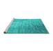 Sideview of Machine Washable Abstract Turquoise Contemporary Area Rugs, wshcon1306turq