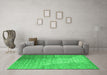 Machine Washable Abstract Green Contemporary Area Rugs in a Living Room,, wshcon1306grn