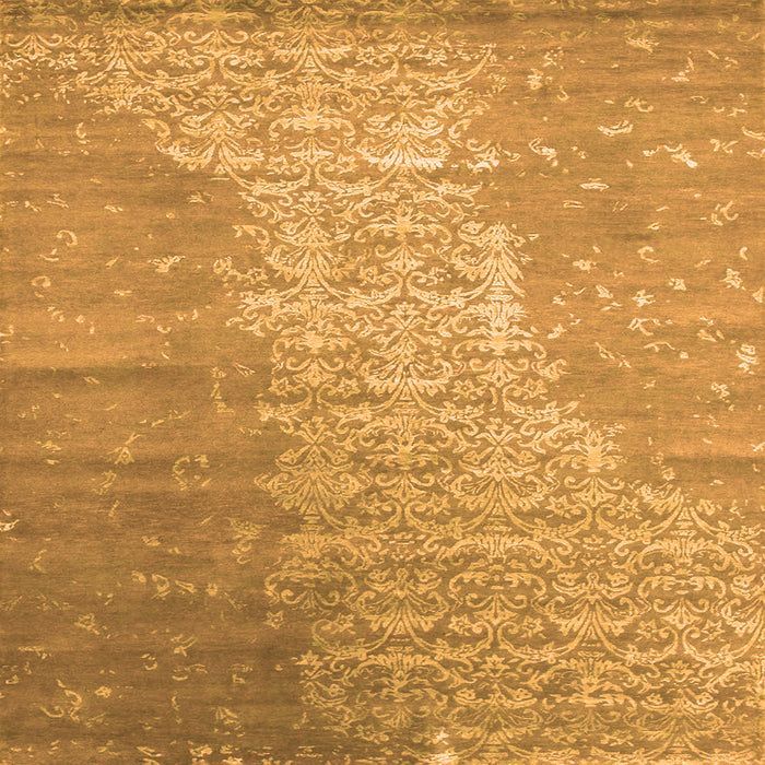 Round Machine Washable Abstract Orange Contemporary Area Rugs, wshcon1306org