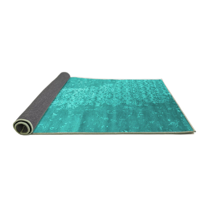 Sideview of Abstract Turquoise Contemporary Rug, con1306turq