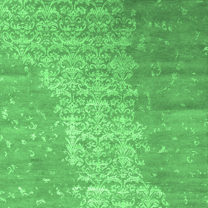 Machine Washable Abstract Emerald Green Contemporary Area Rugs, wshcon1306emgrn
