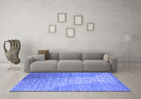 Machine Washable Abstract Blue Contemporary Rug, wshcon1306blu