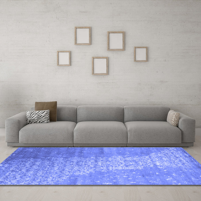 Machine Washable Abstract Blue Contemporary Rug in a Living Room, wshcon1306blu