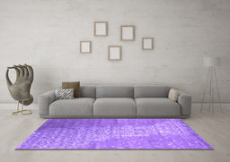 Machine Washable Abstract Purple Contemporary Area Rugs in a Living Room, wshcon1306pur