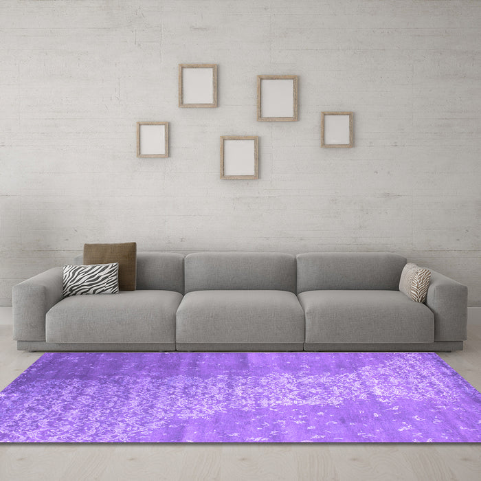 Machine Washable Abstract Purple Contemporary Area Rugs in a Living Room, wshcon1306pur