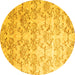 Round Abstract Yellow Contemporary Rug, con1307yw