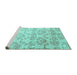 Sideview of Machine Washable Abstract Turquoise Contemporary Area Rugs, wshcon1307turq