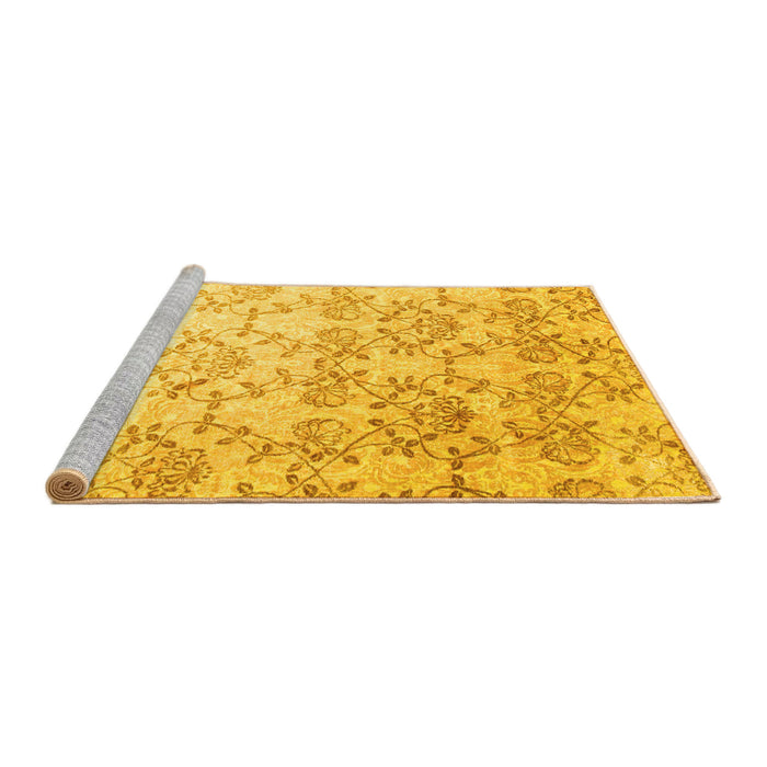 Sideview of Machine Washable Abstract Yellow Contemporary Rug, wshcon1307yw