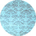 Round Machine Washable Abstract Light Blue Contemporary Rug, wshcon1307lblu