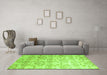 Machine Washable Abstract Green Contemporary Area Rugs in a Living Room,, wshcon1307grn