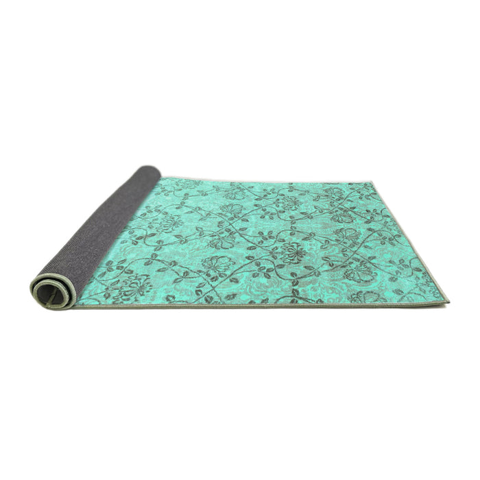 Sideview of Abstract Turquoise Contemporary Rug, con1307turq
