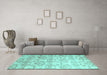 Machine Washable Abstract Turquoise Contemporary Area Rugs in a Living Room,, wshcon1307turq