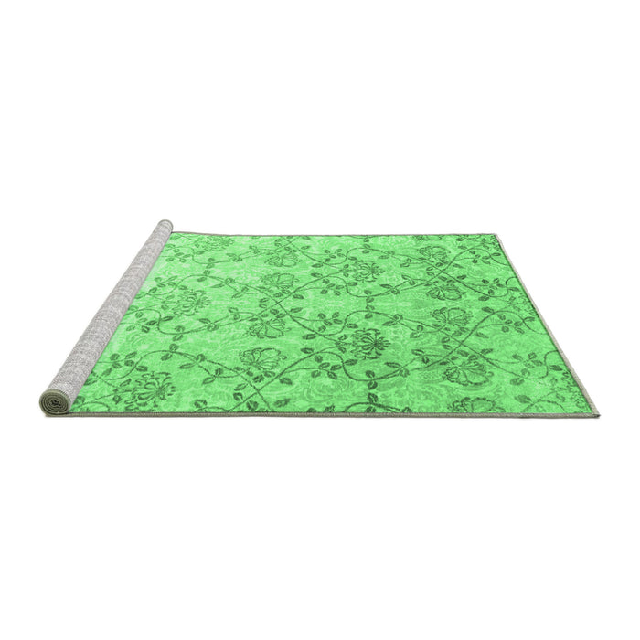 Sideview of Machine Washable Abstract Emerald Green Contemporary Area Rugs, wshcon1307emgrn
