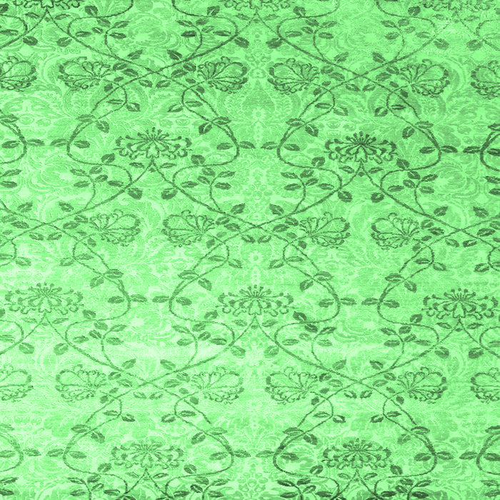 Square Machine Washable Abstract Emerald Green Contemporary Area Rugs, wshcon1307emgrn