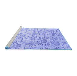 Sideview of Machine Washable Abstract Blue Contemporary Rug, wshcon1307blu