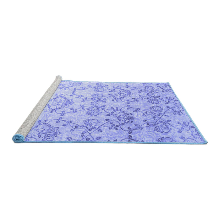 Sideview of Machine Washable Abstract Blue Contemporary Rug, wshcon1307blu