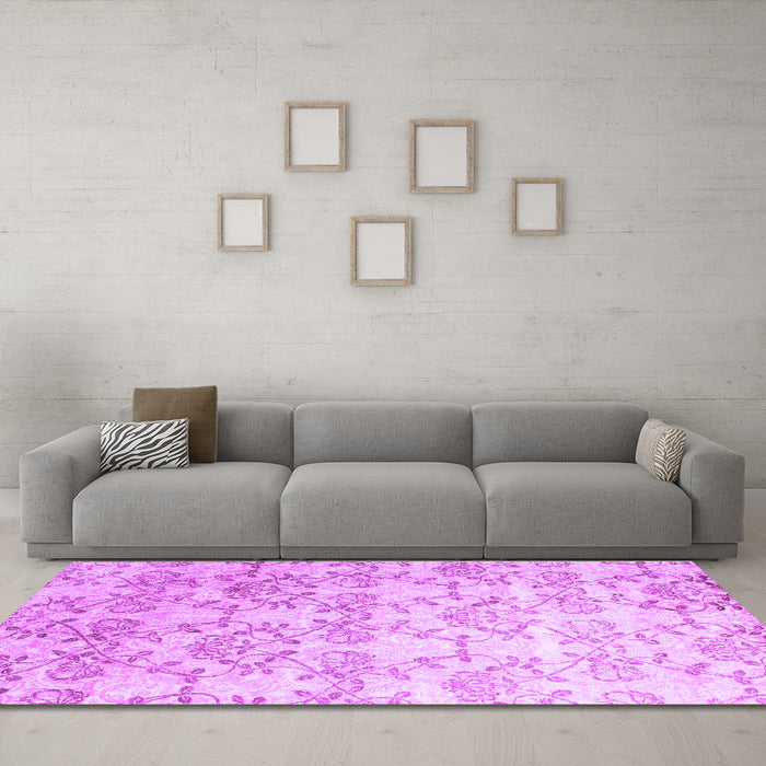 Machine Washable Abstract Purple Contemporary Area Rugs in a Living Room, wshcon1307pur