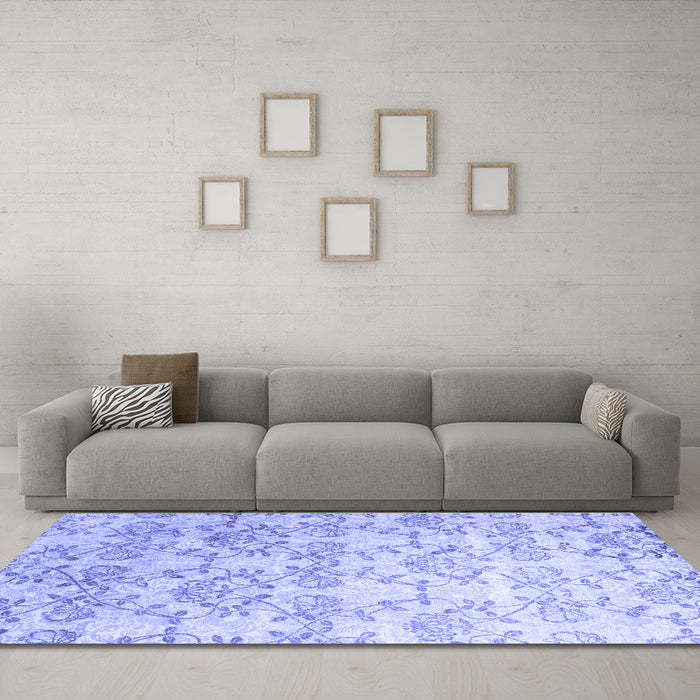 Machine Washable Abstract Blue Contemporary Rug in a Living Room, wshcon1307blu