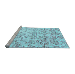 Sideview of Machine Washable Abstract Light Blue Contemporary Rug, wshcon1307lblu
