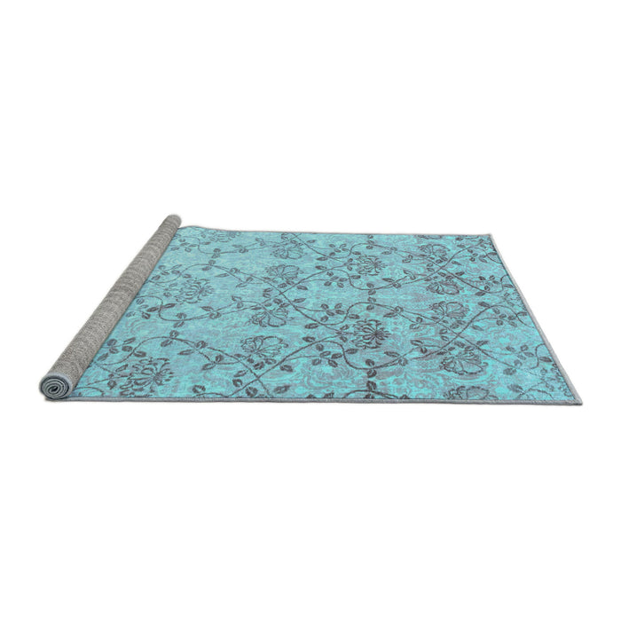 Sideview of Machine Washable Abstract Light Blue Contemporary Rug, wshcon1307lblu