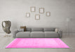 Machine Washable Abstract Pink Contemporary Rug in a Living Room, wshcon1308pnk