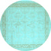 Round Abstract Light Blue Contemporary Rug, con1308lblu