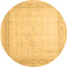 Round Abstract Brown Contemporary Rug, con1308brn