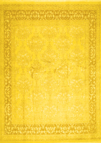 Abstract Yellow Contemporary Rug, con1308yw