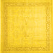 Square Machine Washable Abstract Yellow Contemporary Rug, wshcon1308yw