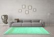 Machine Washable Abstract Turquoise Contemporary Area Rugs in a Living Room,, wshcon1308turq