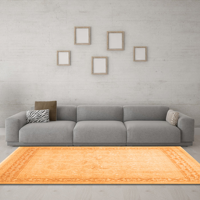 Machine Washable Abstract Orange Contemporary Area Rugs in a Living Room, wshcon1308org