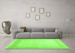 Machine Washable Abstract Green Contemporary Area Rugs in a Living Room,, wshcon1308grn