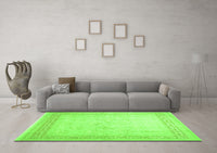 Machine Washable Abstract Green Contemporary Rug, wshcon1308grn